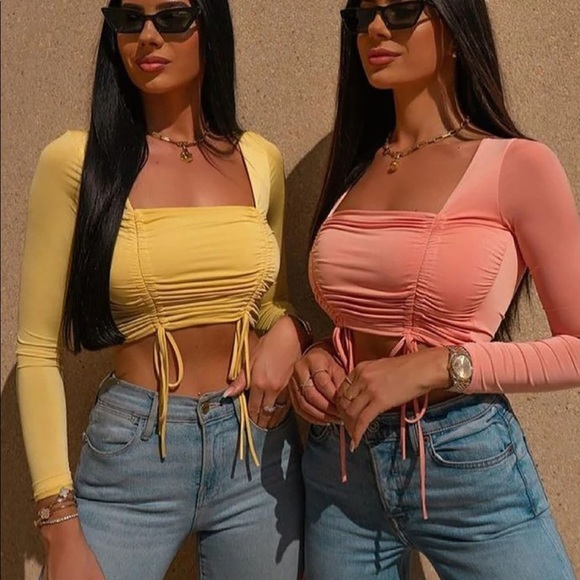 Fashion Nova Tops - FASHION NOVA Yellow Ruched Top